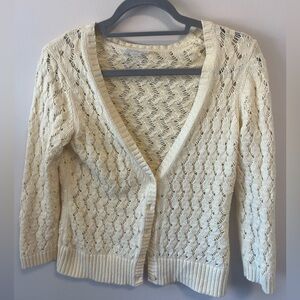LOFT Butter Cream Open-Knit Women's Cardigan - M